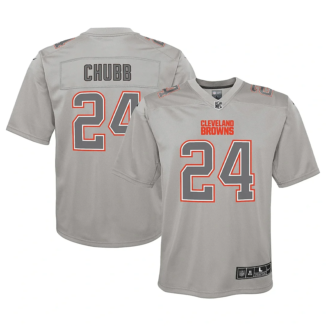 Zennovawear Youth Cleveland Browns Nick Chubb Gray Atmosphere Game Jersey