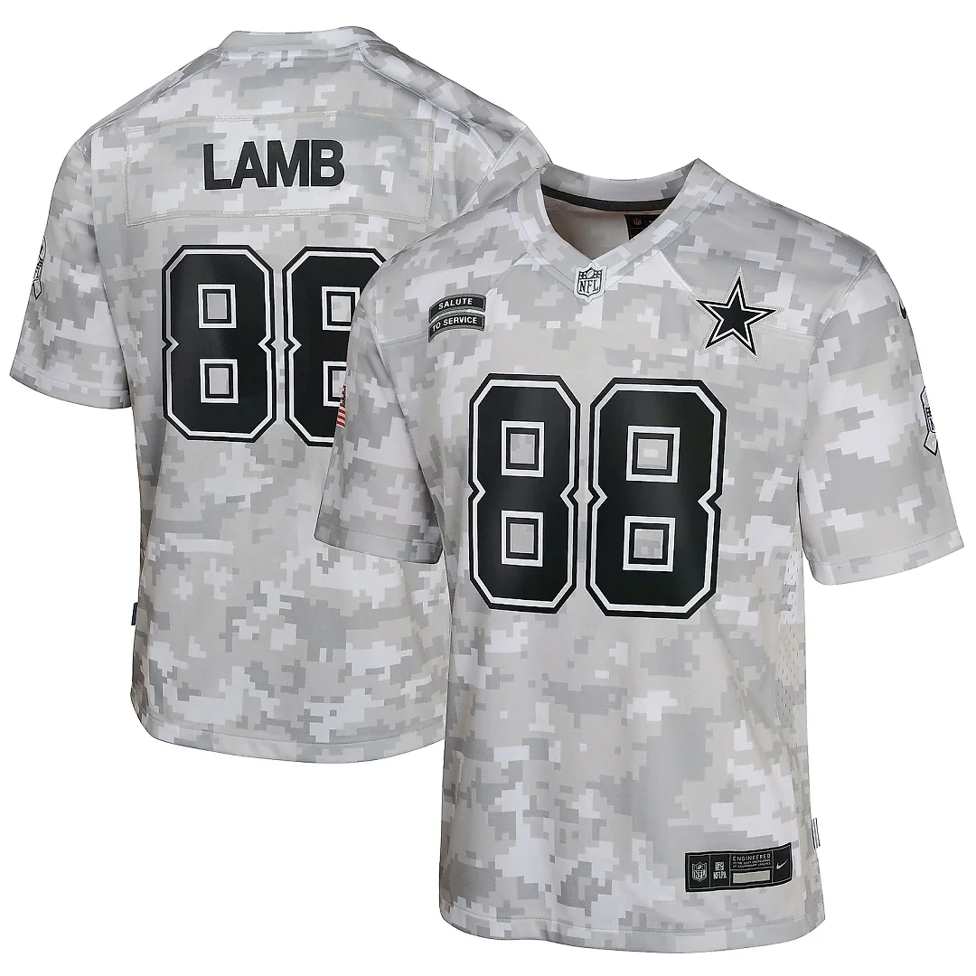 Zennovawear Youth Dallas Cowboys CeeDee Lamb Arctic Camo 2024 Salute to Service Game Jersey