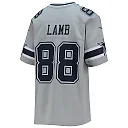 Zennovawear Youth Dallas Cowboys CeeDee Lamb Silver Inverted Team Game Jersey