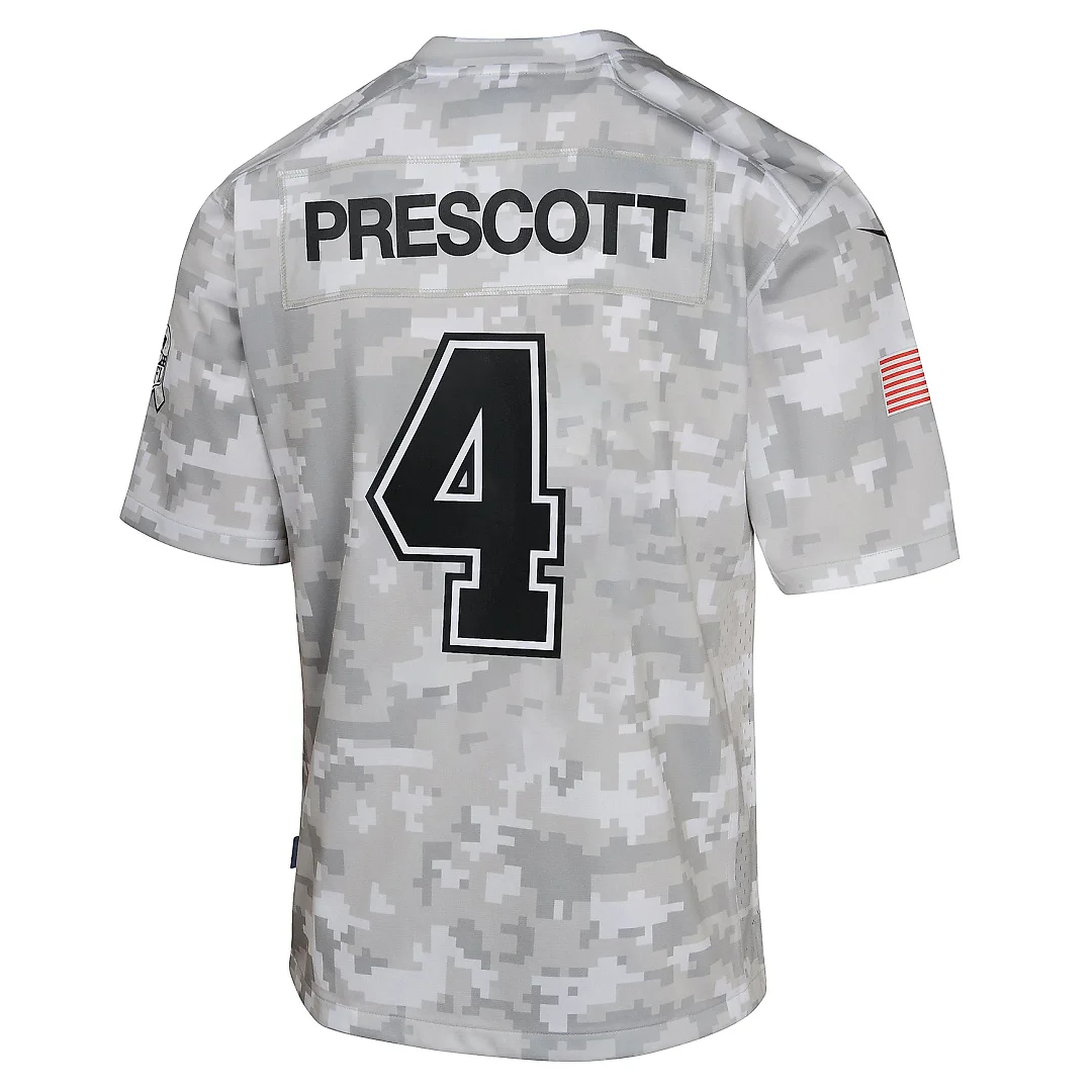 Zennovawear Youth Dallas Cowboys Dak Prescott Arctic Camo 2024 Salute to Service Game Jersey