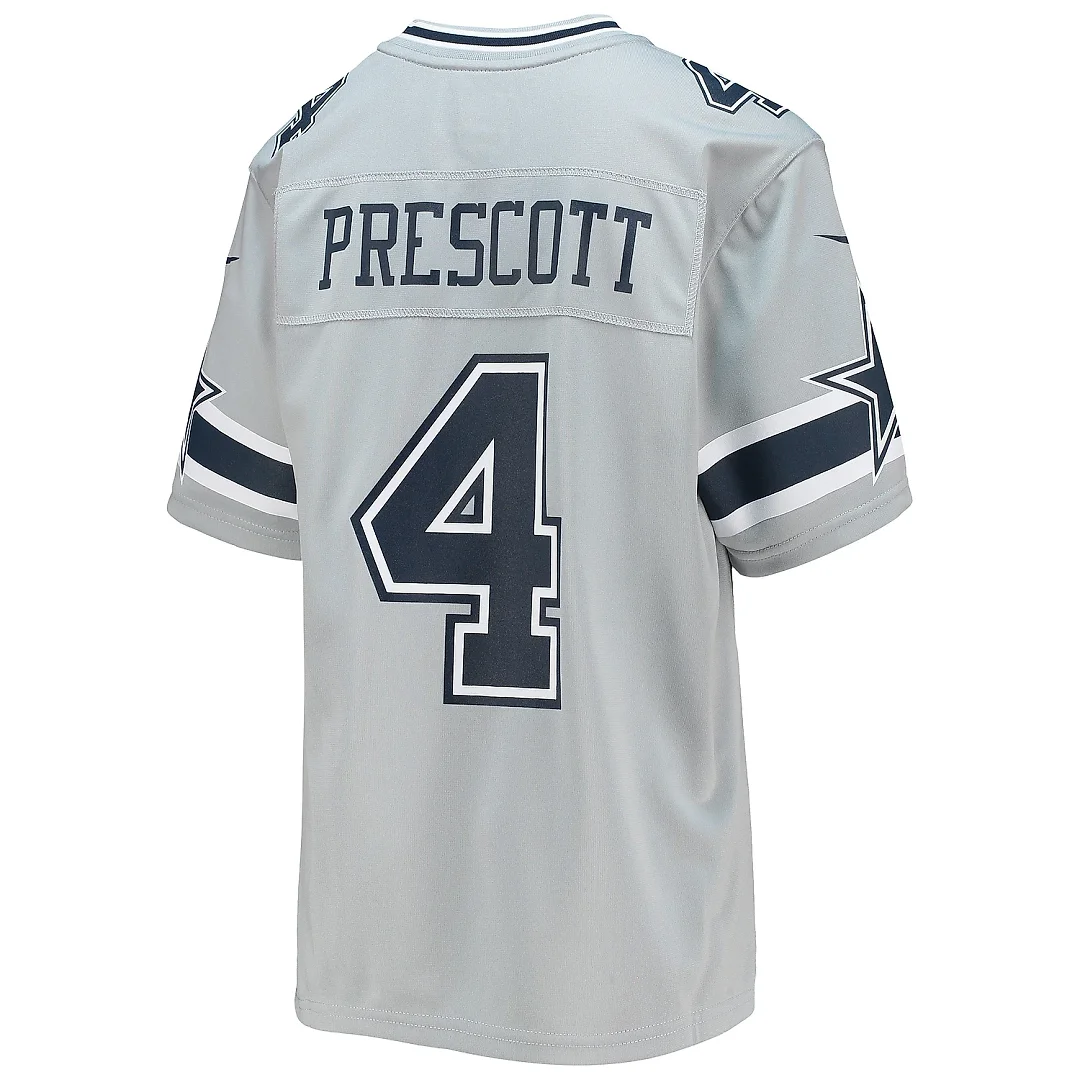 Zennovawear Youth Dallas Cowboys Dak Prescott Silver Inverted Team Game Jersey