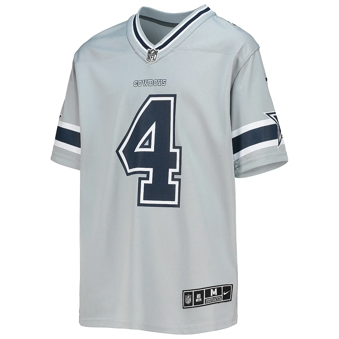 Zennovawear Youth Dallas Cowboys Dak Prescott Silver Inverted Team Game Jersey