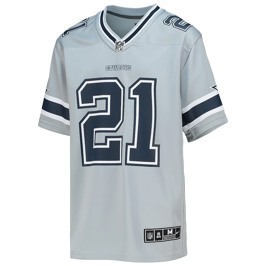 Zennovawear Youth Dallas Cowboys Ezekiel Elliott Silver Inverted Team Game Jersey