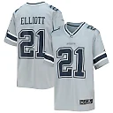 Zennovawear Youth Dallas Cowboys Ezekiel Elliott Silver Inverted Team Game Jersey