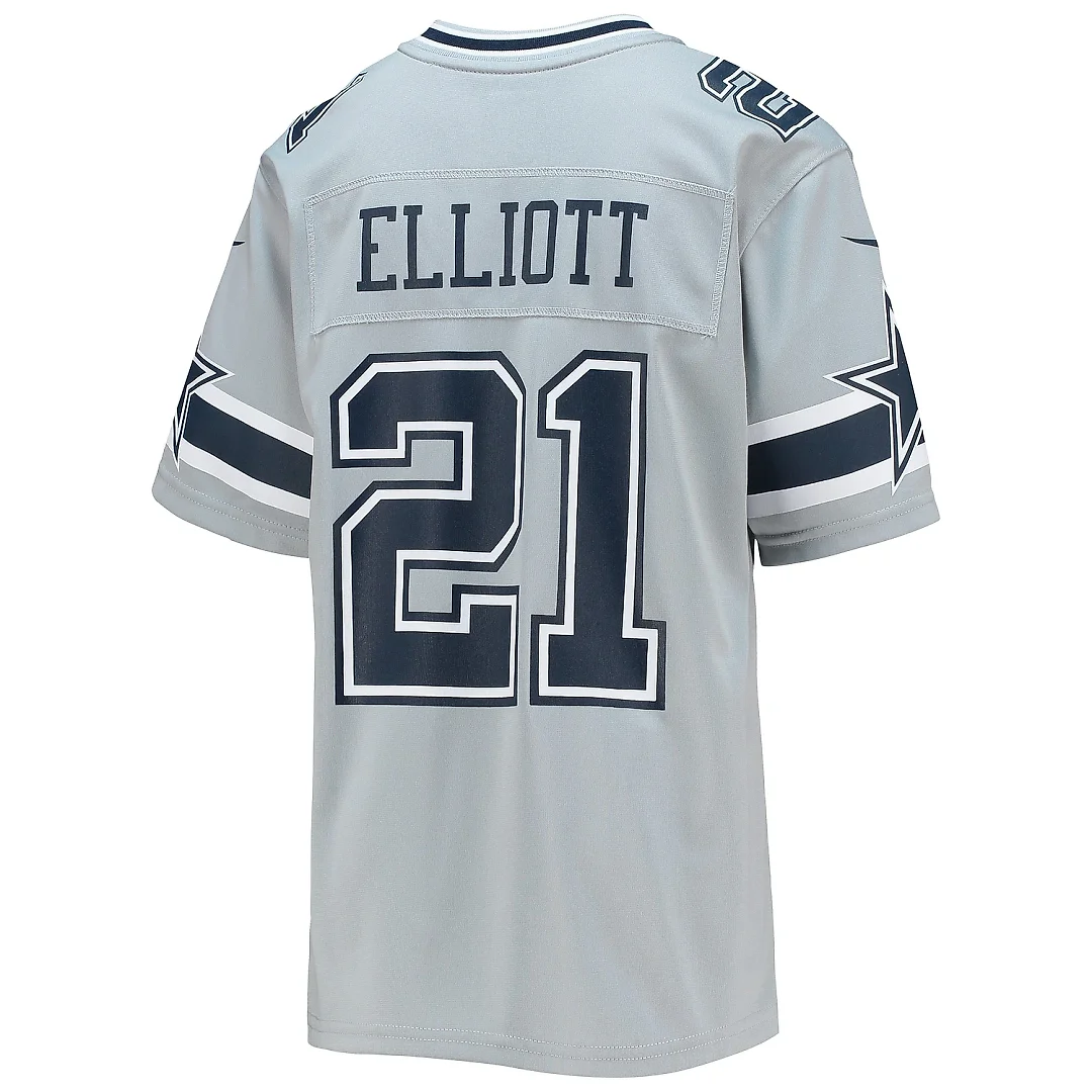 Zennovawear Youth Dallas Cowboys Ezekiel Elliott Silver Inverted Team Game Jersey