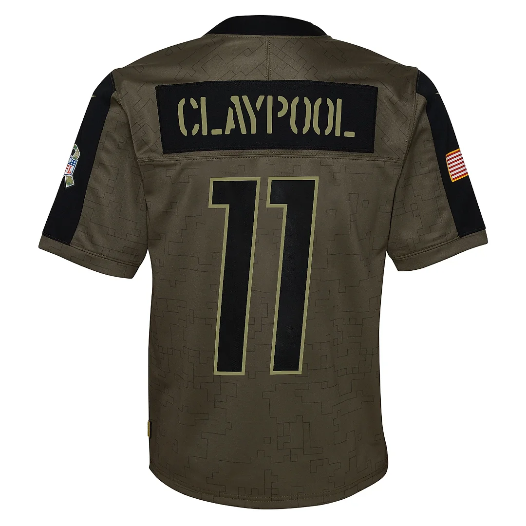 Zennovawear Youth Dallas Pittsburgh Steelers Chase Claypool Olive Salute To Service Game Jersey