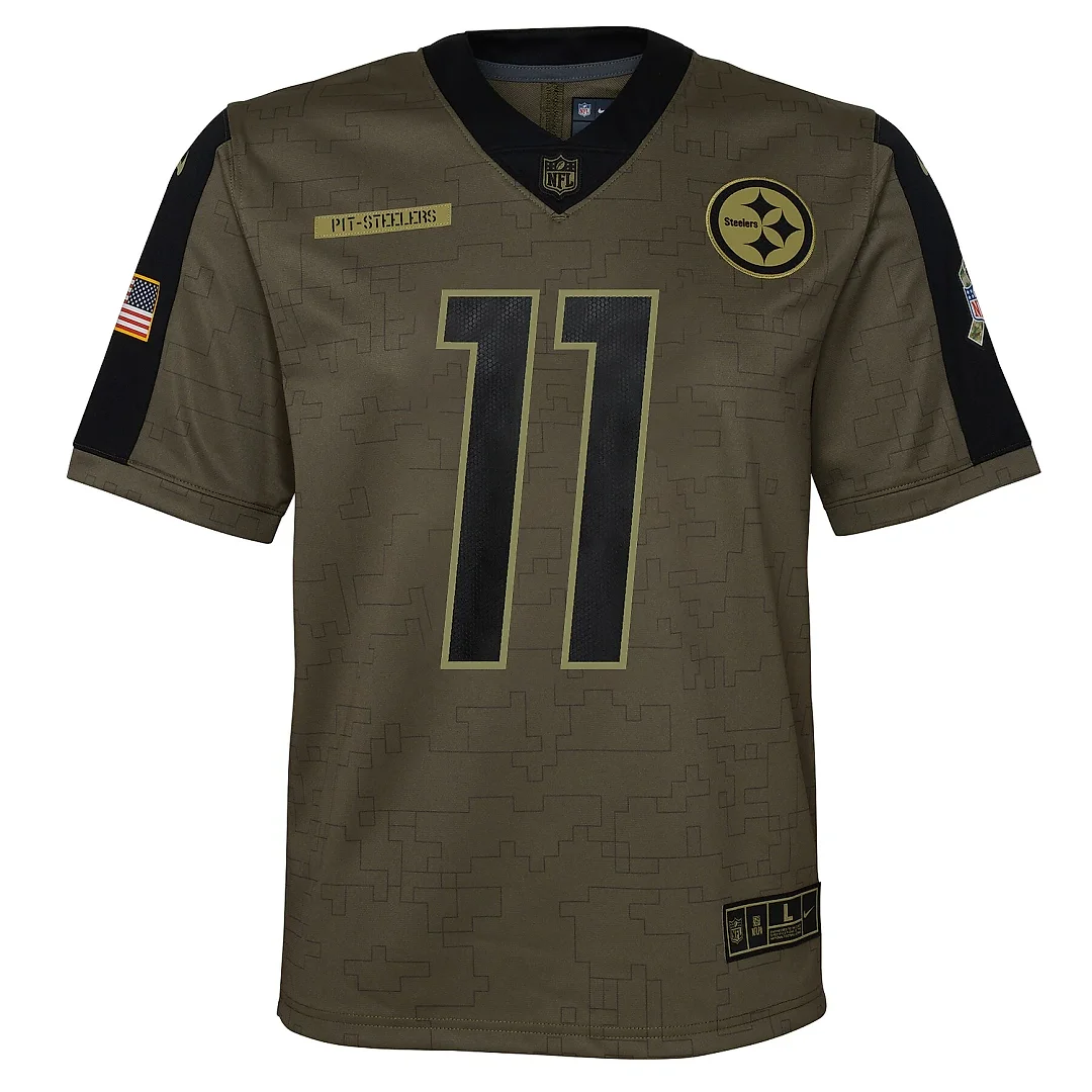 Zennovawear Youth Dallas Pittsburgh Steelers Chase Claypool Olive Salute To Service Game Jersey