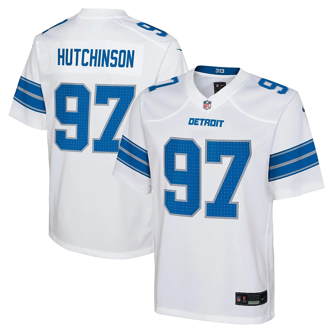 Zennovawear Youth Detroit Lions Aidan Hutchinson White Player Game Jersey