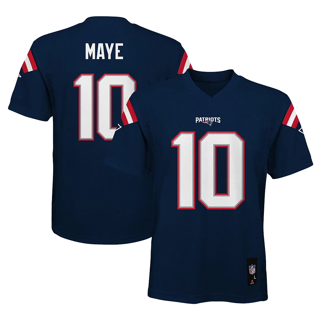 Zennovawear Drake Maye New England Patriots Youth Replica Jersey - Navy