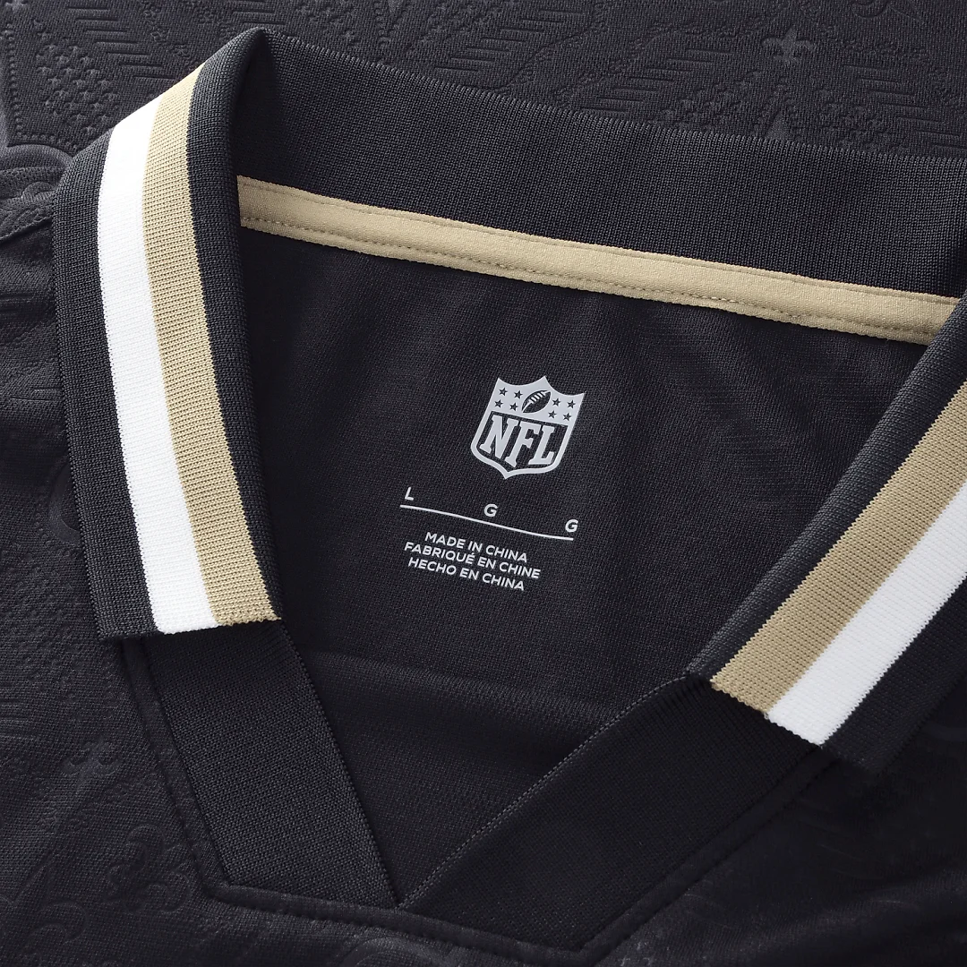 Zennovawear New Orleans Saints Youth Football x Football Collared Fan Top - Black