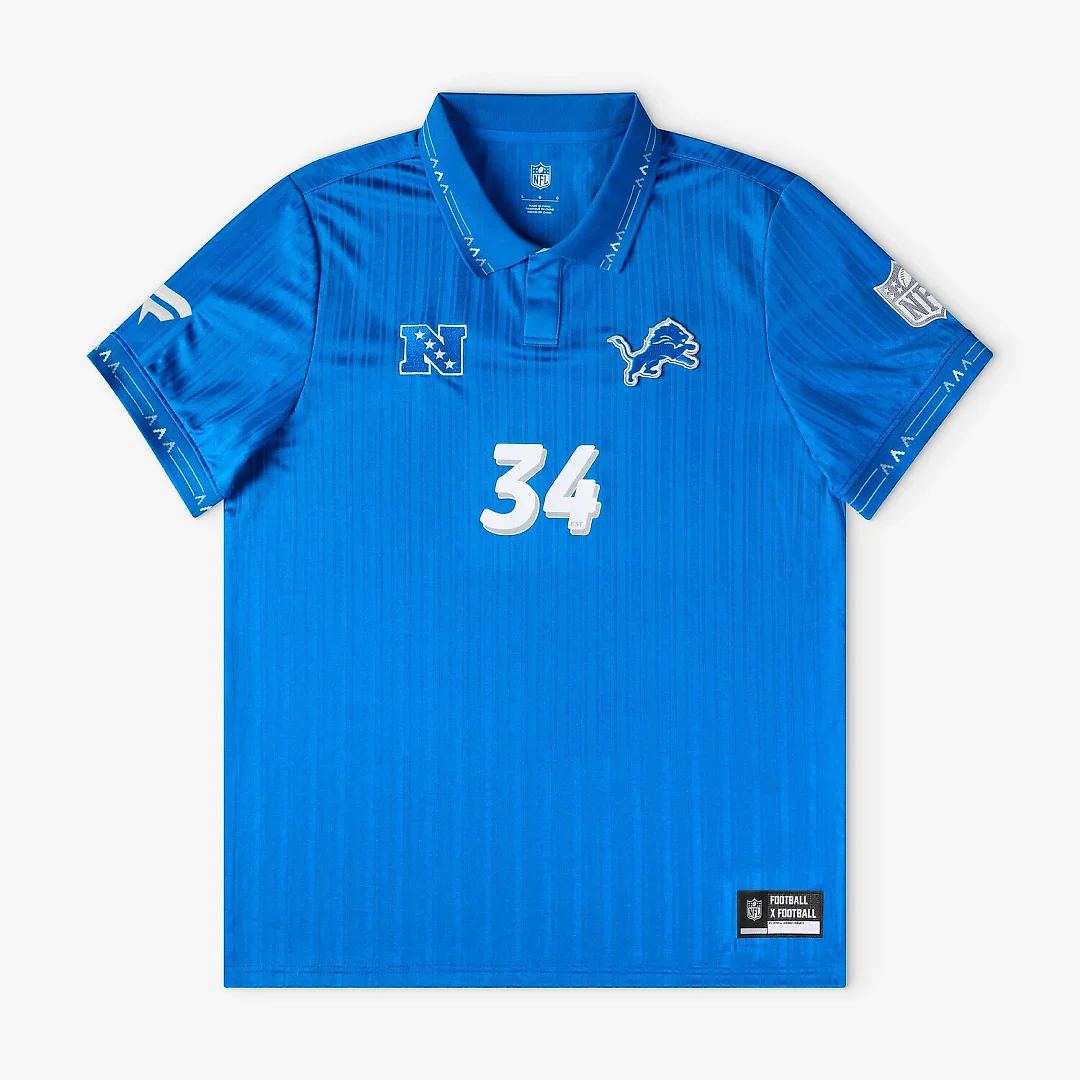 Zennovawear Detroit Lions Youth Football x Football Collared Fan Top - Blue