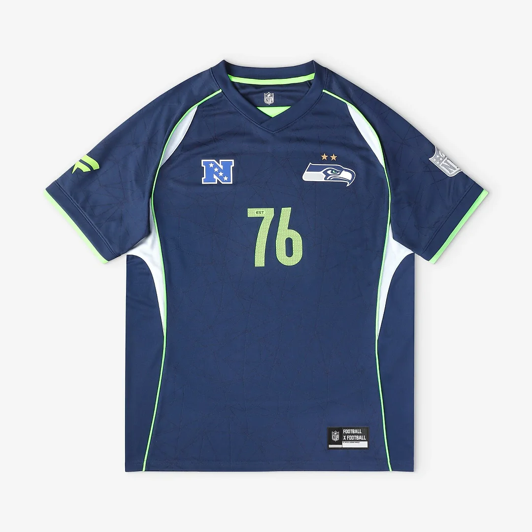Zennovawear Seattle Seahawks Youth Football x Football V-Neck Fan Top - College Navy