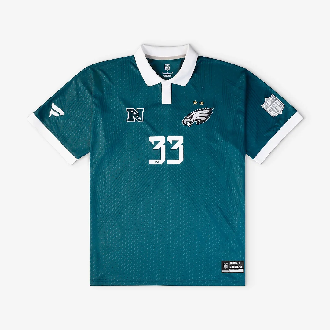Zennovawear Philadelphia Eagles Youth Football x Football Collared Fan Top - Midnight Green