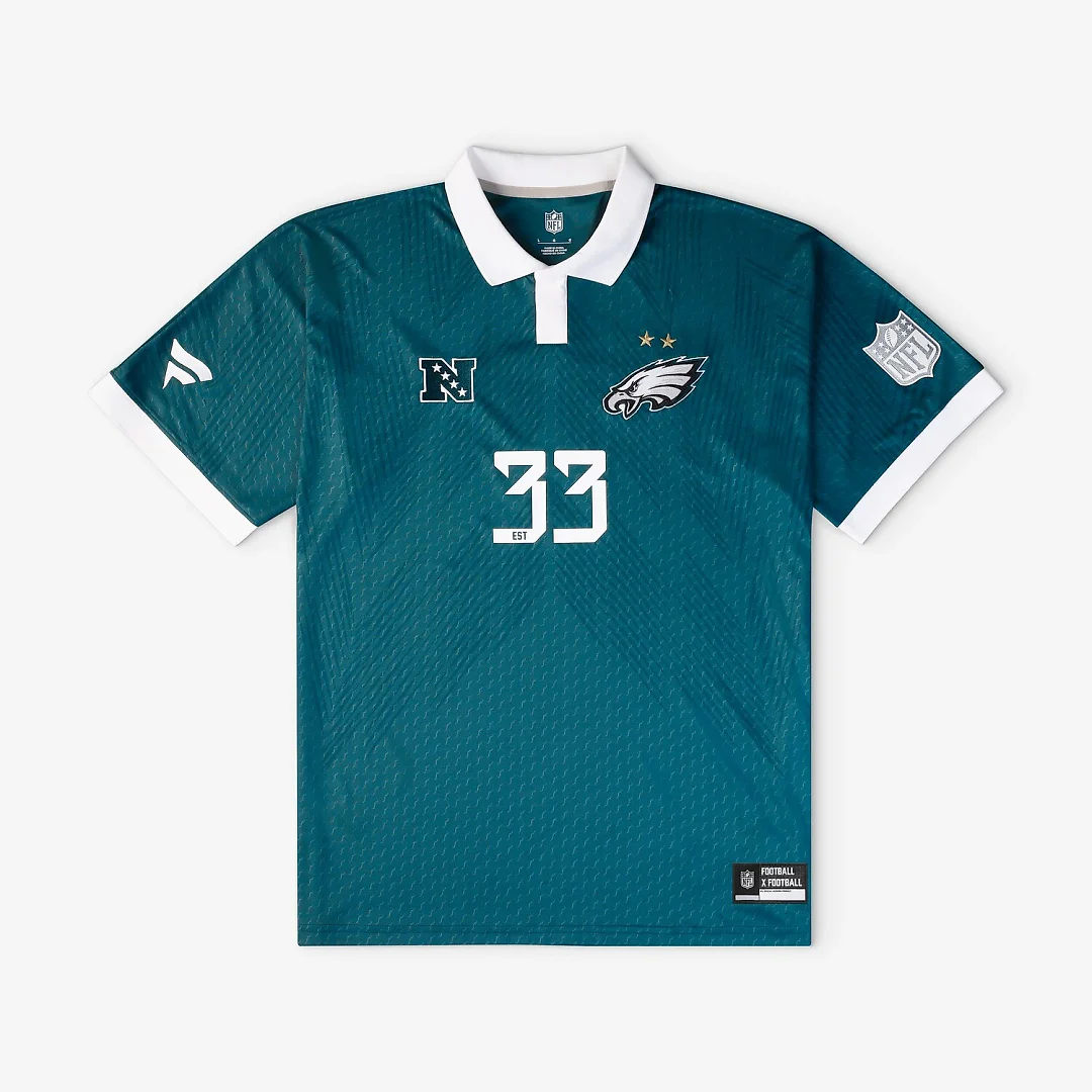 Zennovawear Philadelphia Eagles Youth Football x Football Collared Fan Top - Midnight Green