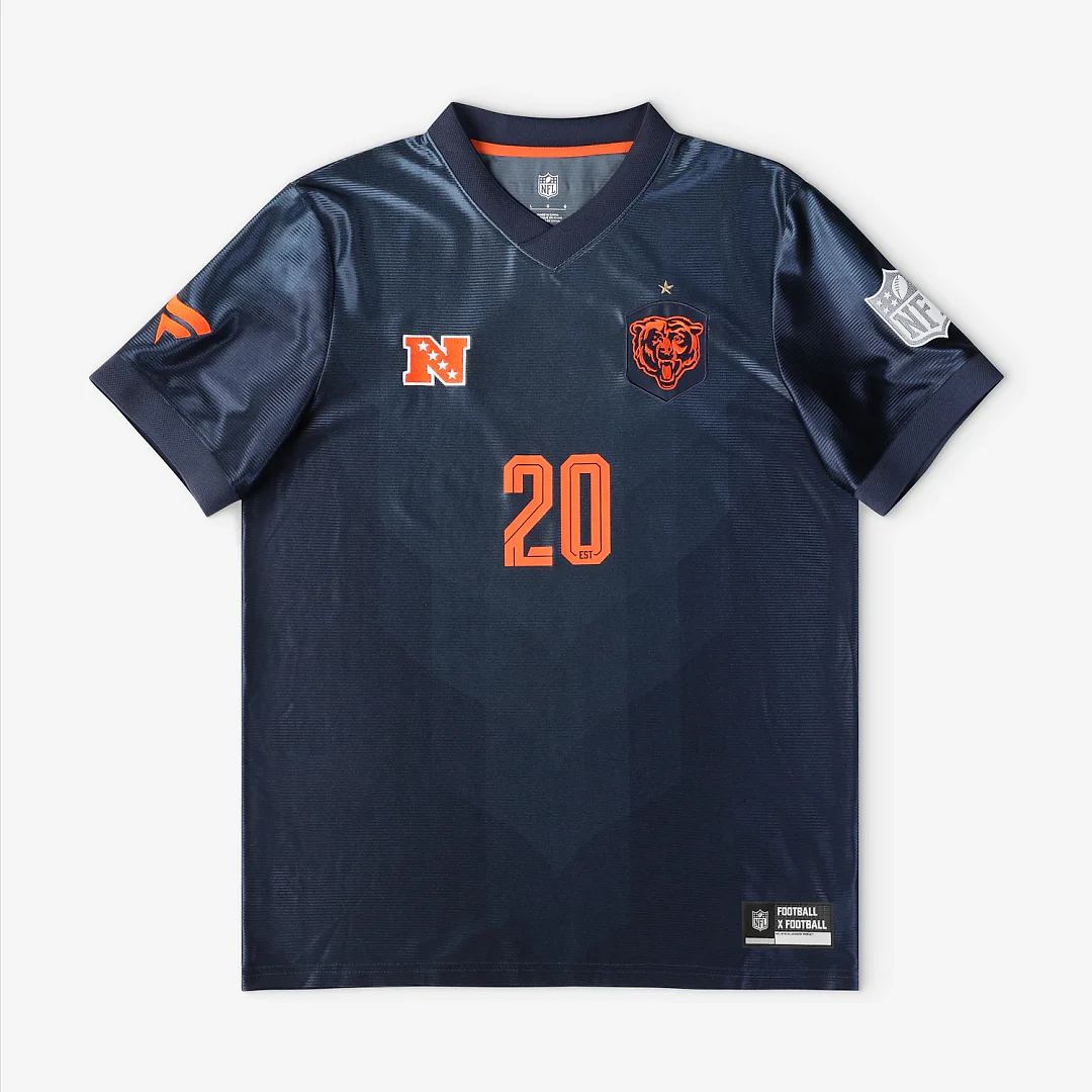 Zennovawear Chicago Bears Youth Football x Football V-Neck Fan Top - Navy