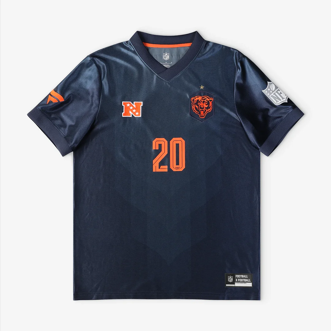 Zennovawear Chicago Bears Youth Football x Football V-Neck Fan Top - Navy
