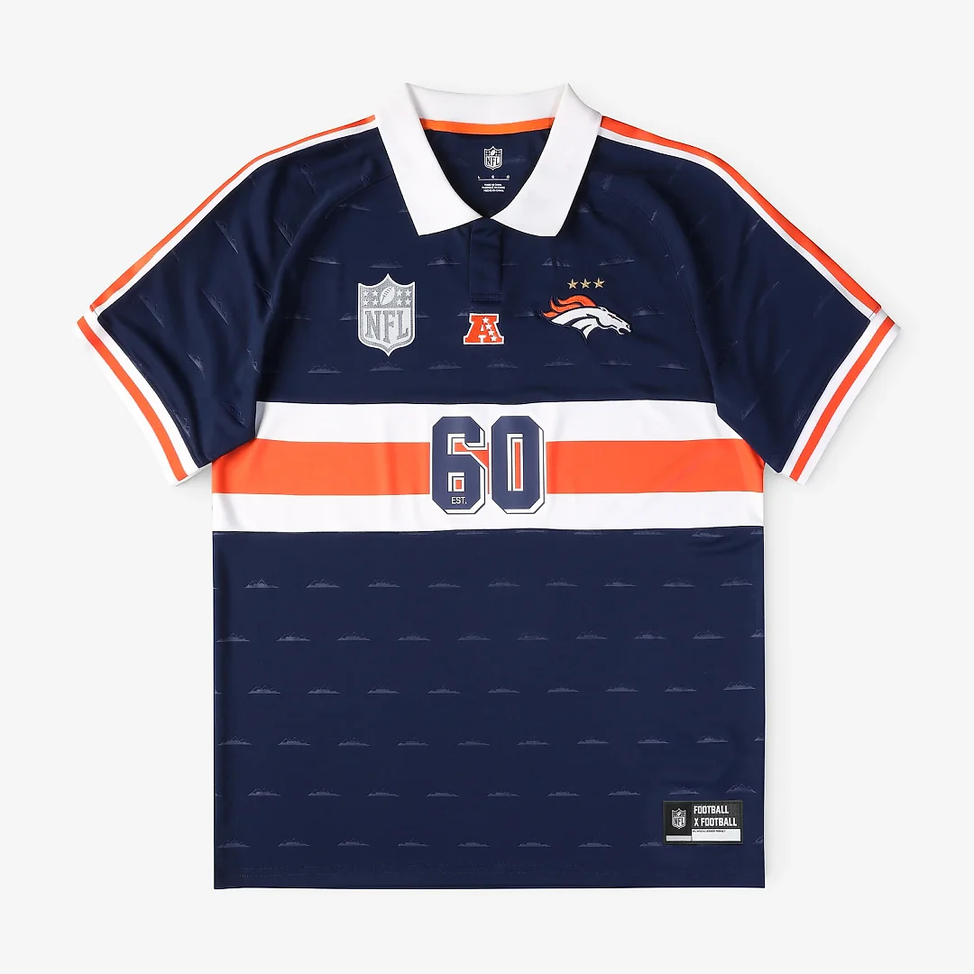 Zennovawear Denver Broncos Youth Football x Football Collared Fan Top - Navy