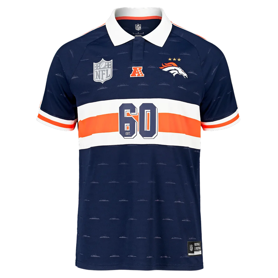 Zennovawear Denver Broncos Youth Football x Football Collared Fan Top - Navy
