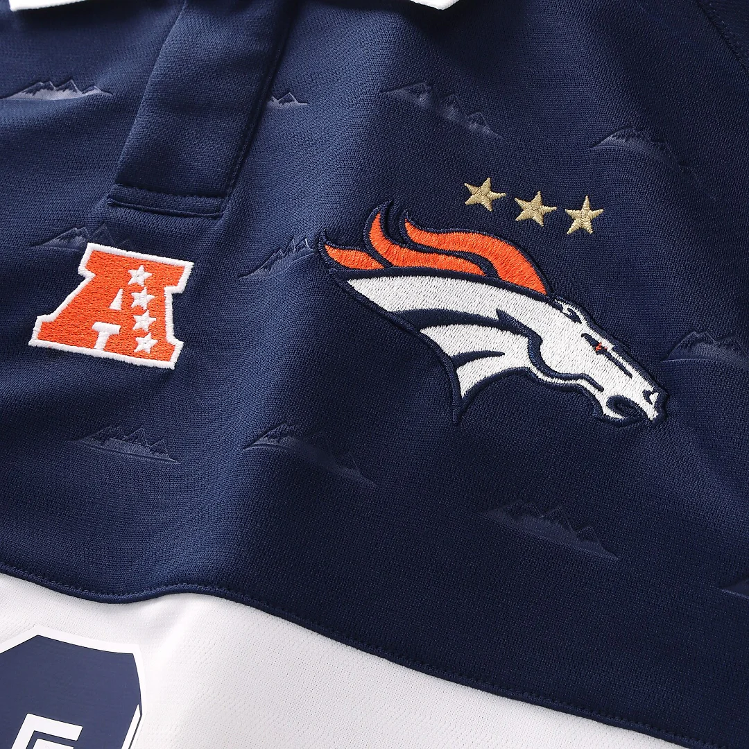 Zennovawear Denver Broncos Youth Football x Football Collared Fan Top - Navy