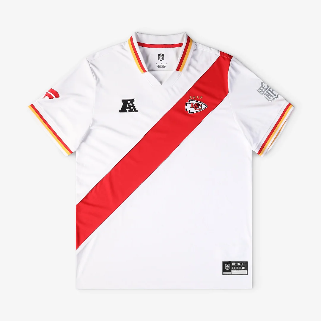 Zennovawear Kansas City Chiefs Youth Football x Football Collared Fan Top - White