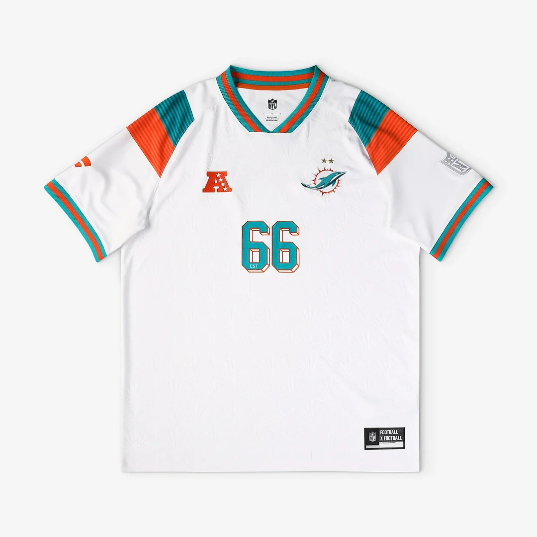 Zennovawear Miami Dolphins Youth Football x Football V-Neck Fan Top - White