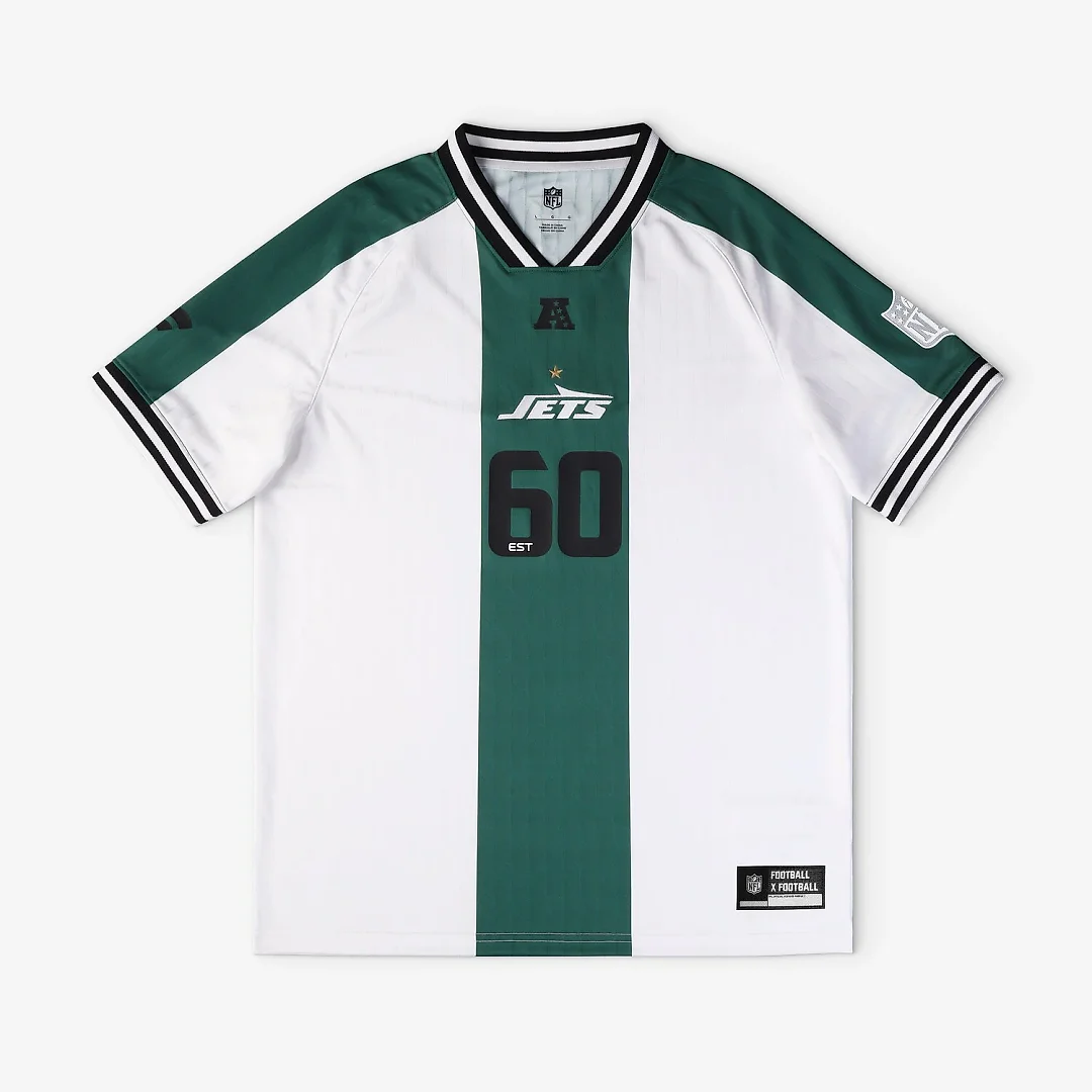 Zennovawear New York Jets Youth Football x Football V-Neck Fan Top - White