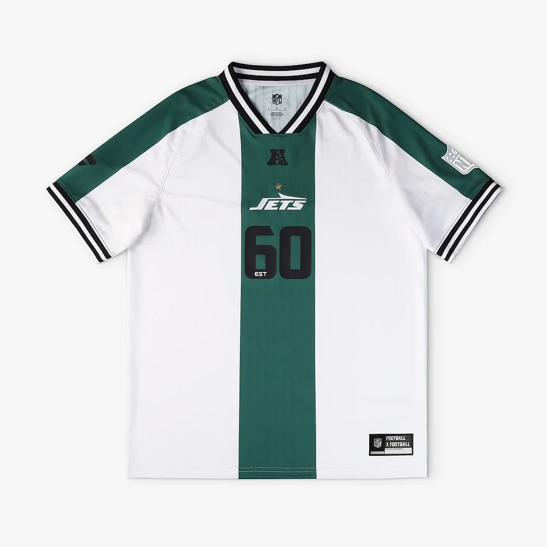 Zennovawear New York Jets Youth Football x Football V-Neck Fan Top - White