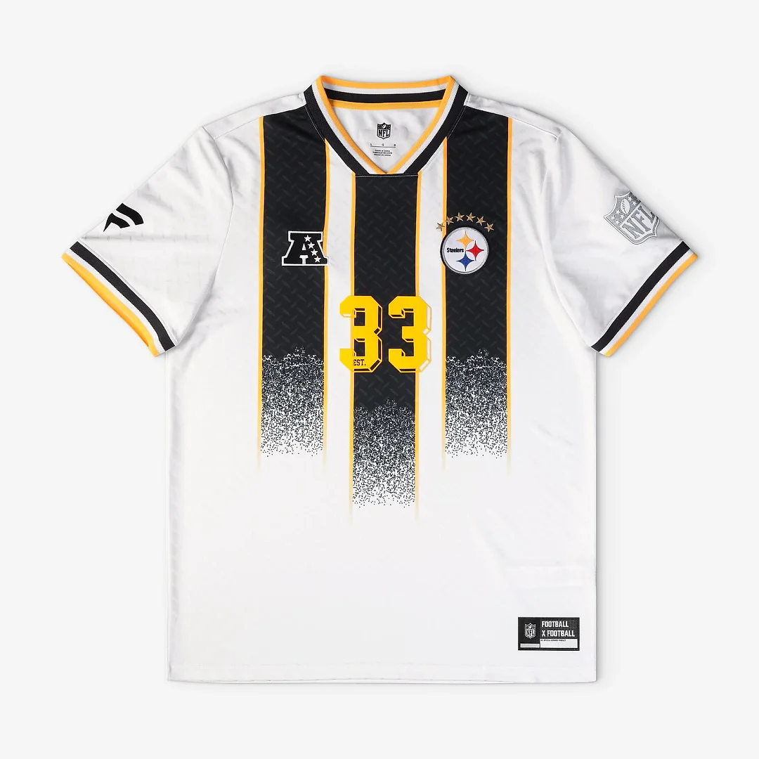 Zennovawear Pittsburgh Steelers Youth Football x Football V-Neck Fan Top - White