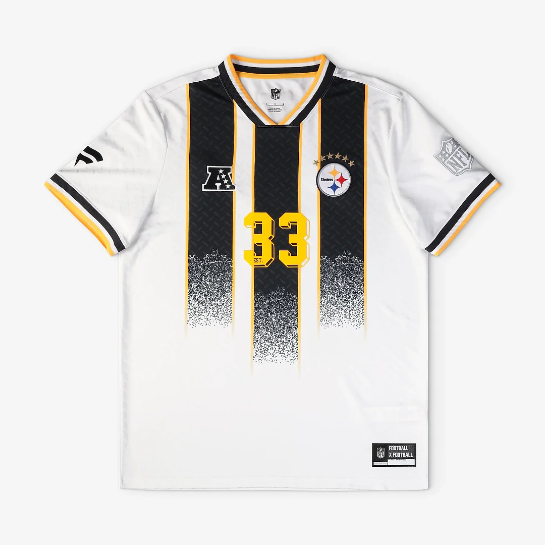 Zennovawear Pittsburgh Steelers Youth Football x Football V-Neck Fan Top - White