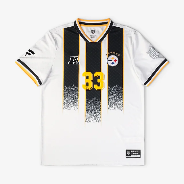 Zennovawear Pittsburgh Steelers Youth Football x Football V-Neck Fan Top - White