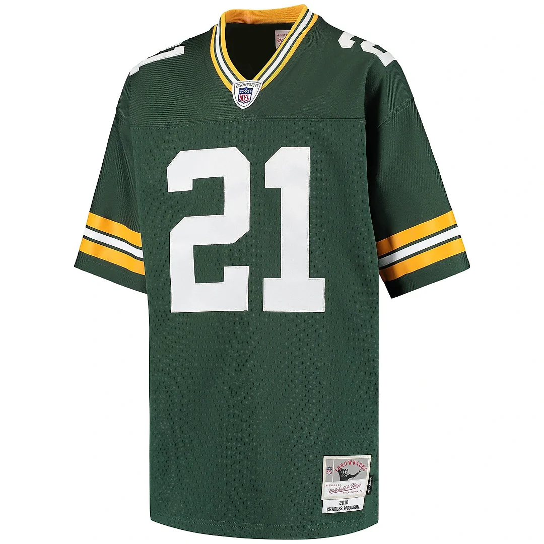 Zennovawear Youth Green Bay Packers Charles Woodson Mitchell & Ness Green Retired Player Legacy Jersey