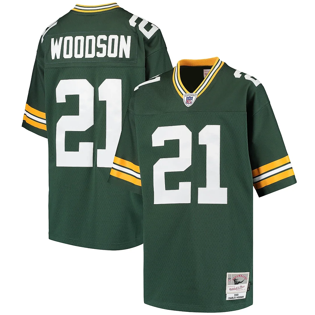 Zennovawear Youth Green Bay Packers Charles Woodson Mitchell & Ness Green Retired Player Legacy Jersey