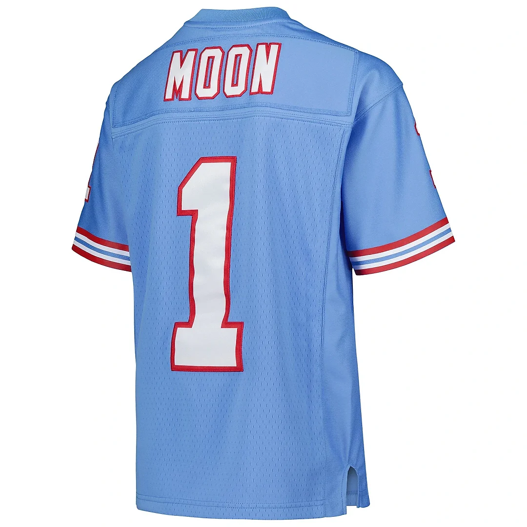 Zennovawear Youth Houston Oilers Warren Moon Mitchell & Ness Light Blue Gridiron Classics 1993 Retired Player Legacy Jersey