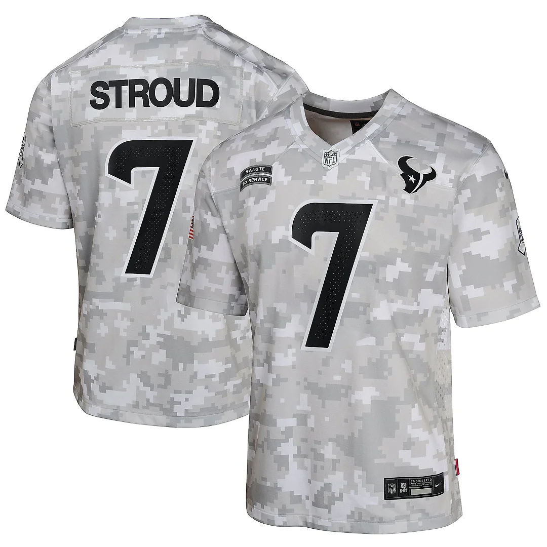 Zennovawear Youth Houston Texans C.J. Stroud Arctic Camo 2024 Salute to Service Game Jersey