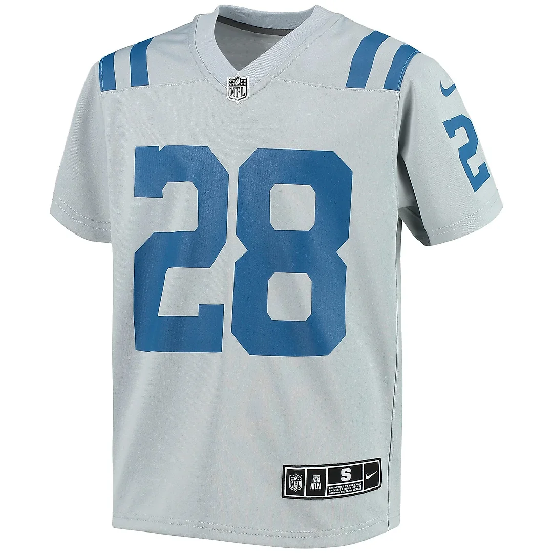 Zennovawear Youth Indianapolis Colts Jonathan Taylor Gray Inverted Team Game Jersey