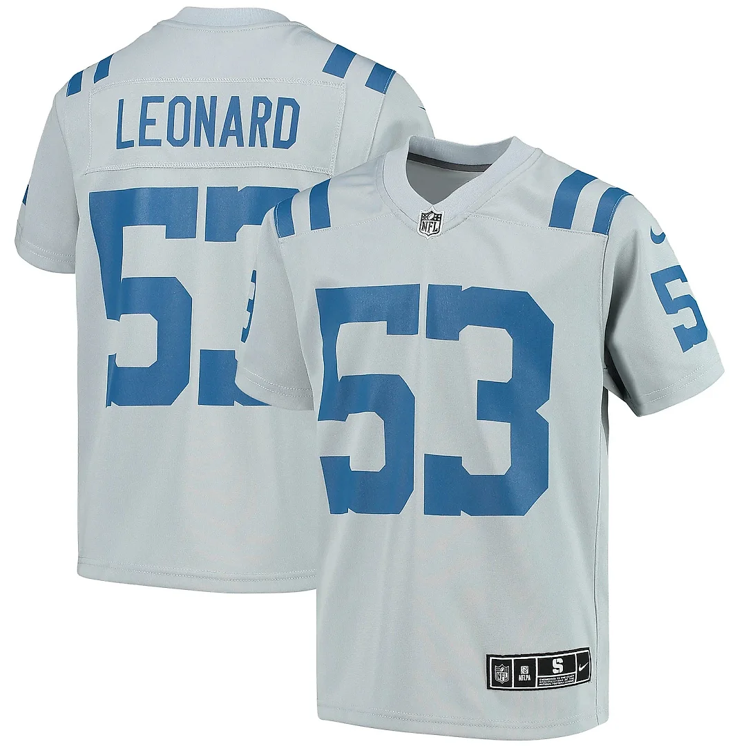 Zennovawear Youth Indianapolis Colts Shaquille Leonard Gray Inverted Team Game Jersey