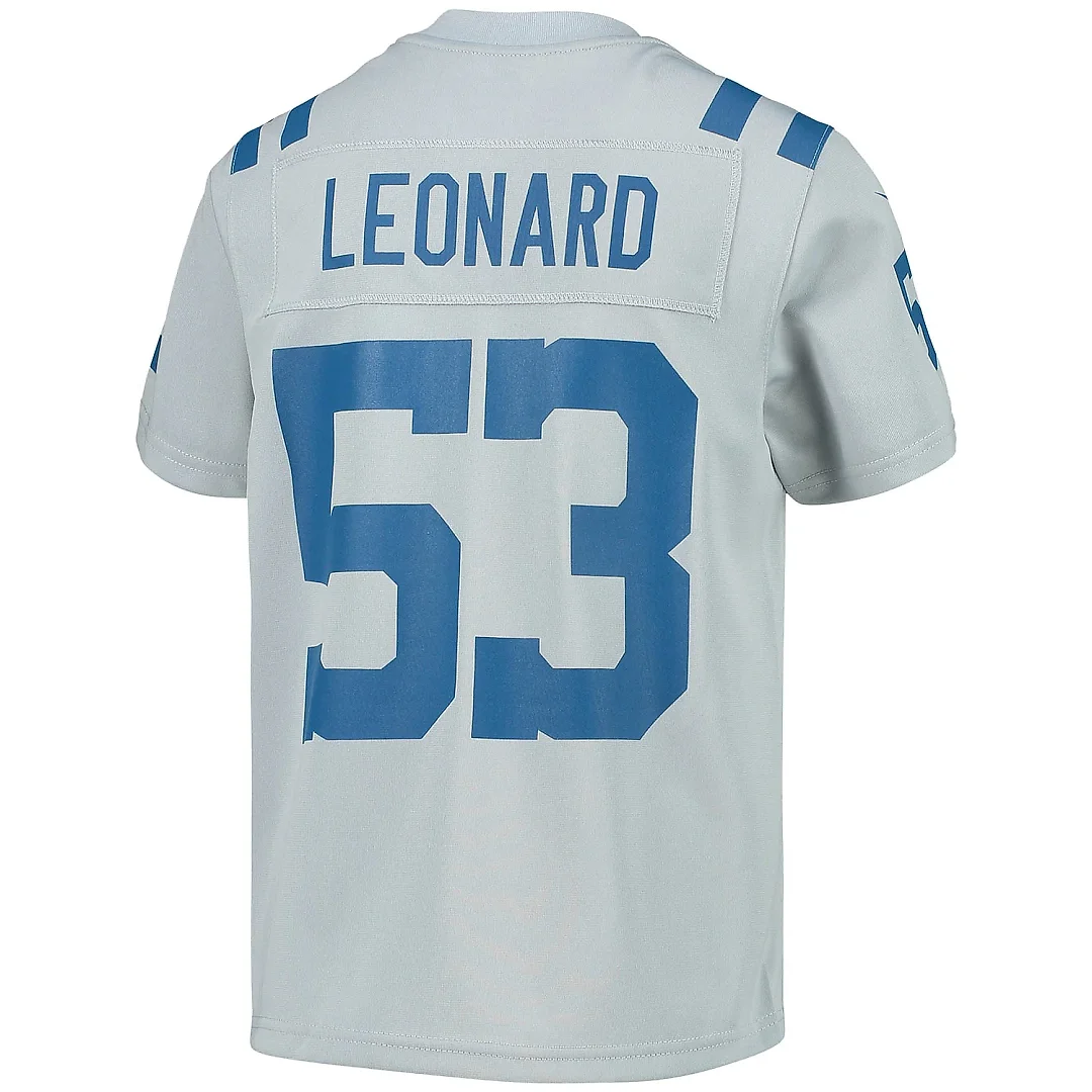 Zennovawear Youth Indianapolis Colts Shaquille Leonard Gray Inverted Team Game Jersey