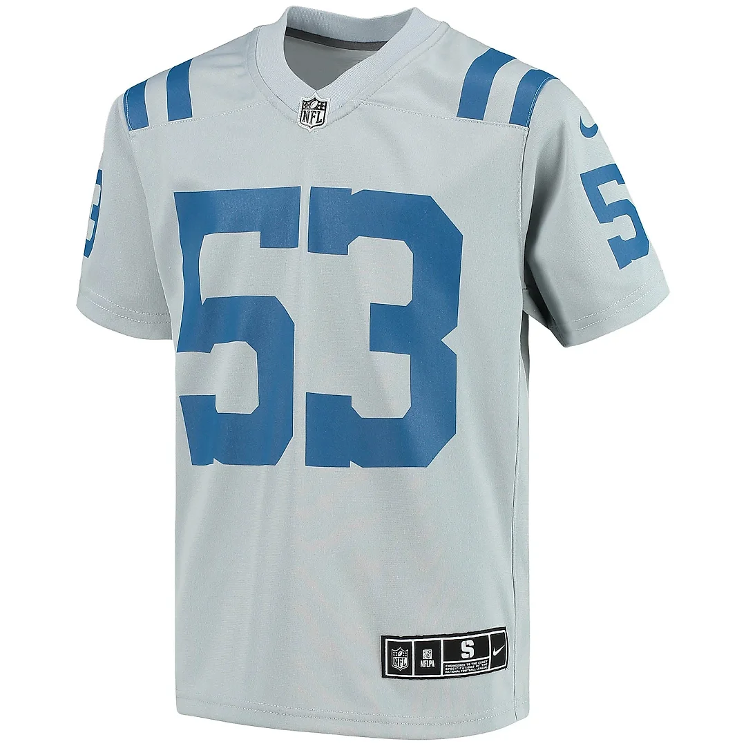 Zennovawear Youth Indianapolis Colts Shaquille Leonard Gray Inverted Team Game Jersey