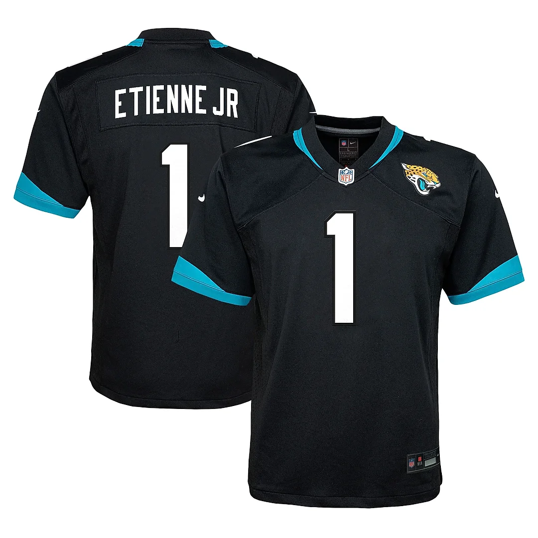 Zennovawear Youth Jacksonville Jaguars Travis Etienne Black Alternate Player Game Jersey