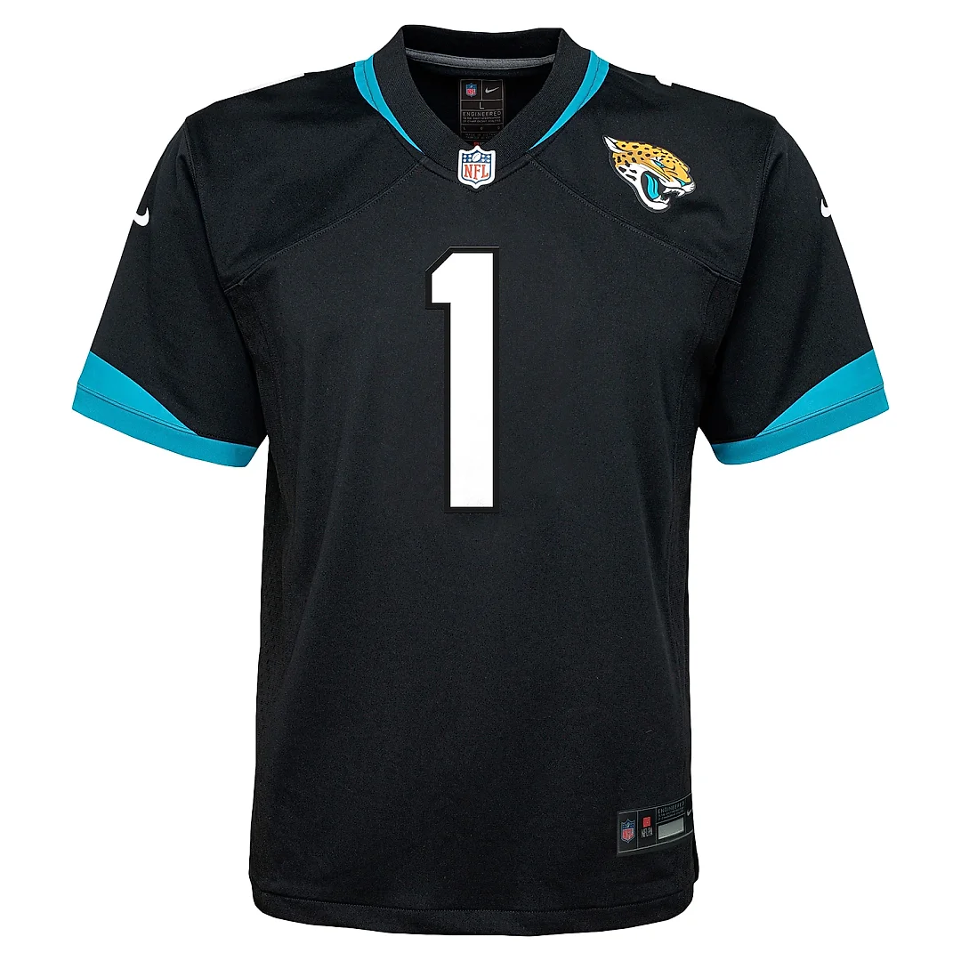 Zennovawear Youth Jacksonville Jaguars Travis Etienne Black Alternate Player Game Jersey