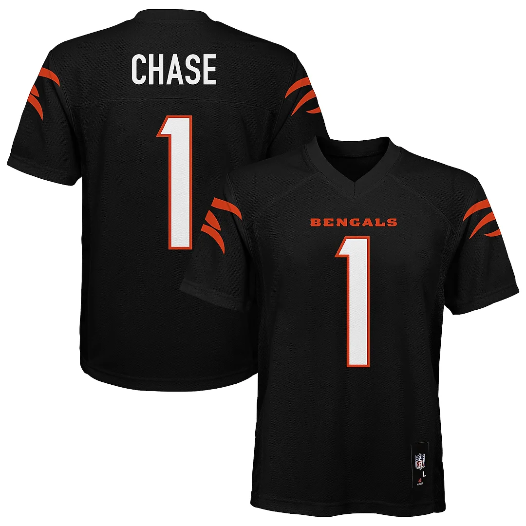 Zennovawear Ja'Marr Chase Cincinnati Bengals Youth Replica Jersey - Black