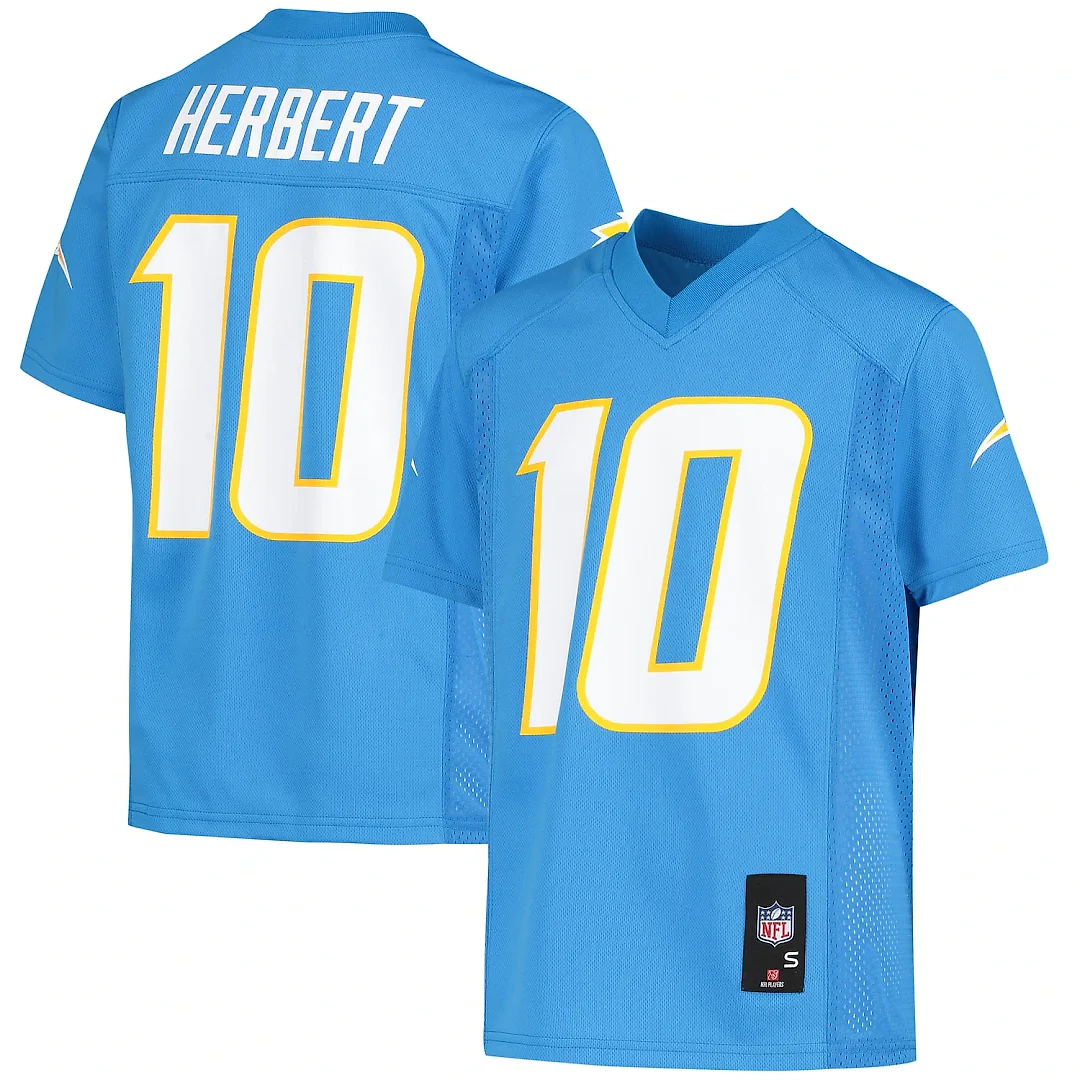 Zennovawear Justin Herbert Los Angeles Chargers Youth Replica Jersey - Powder Blue