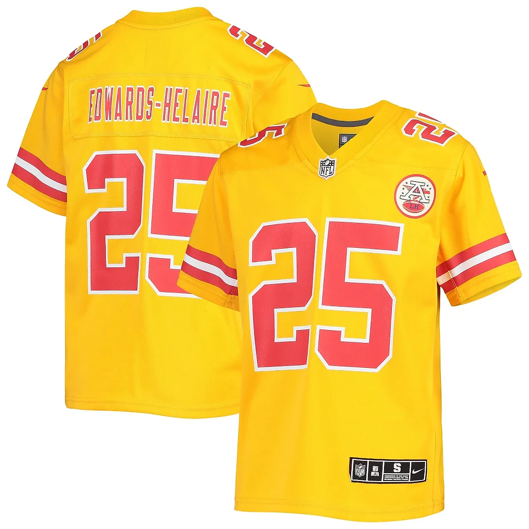 Zennovawear Youth Kansas City Chiefs Clyde Edwards-Helaire Gold Inverted Team Game Jersey
