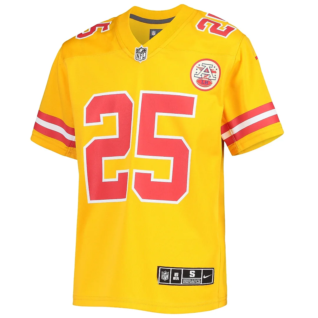 Zennovawear Youth Kansas City Chiefs Clyde Edwards-Helaire Gold Inverted Team Game Jersey
