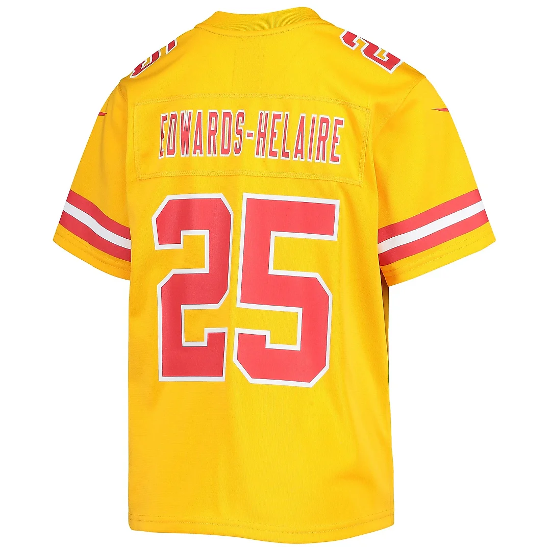 Zennovawear Youth Kansas City Chiefs Clyde Edwards-Helaire Gold Inverted Team Game Jersey