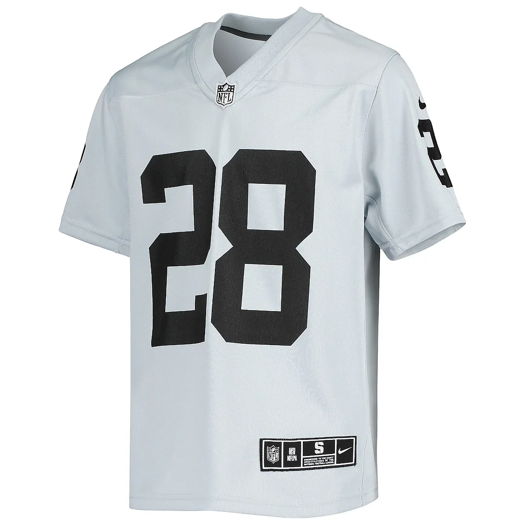 Zennovawear Youth Las Vegas Raiders Josh Jacobs Silver Inverted Team Game Jersey