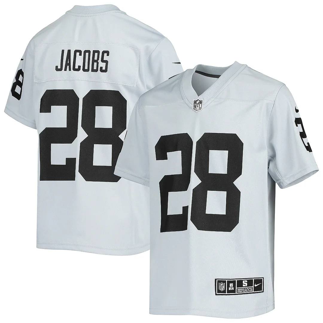 Zennovawear Youth Las Vegas Raiders Josh Jacobs Silver Inverted Team Game Jersey
