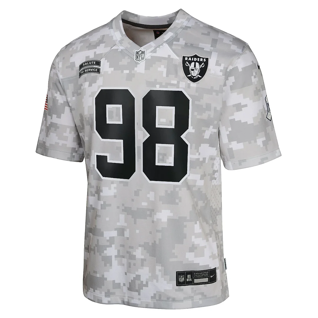 Zennovawear Youth Las Vegas Raiders Maxx Crosby Arctic Camo 2024 Salute to Service Game Jersey