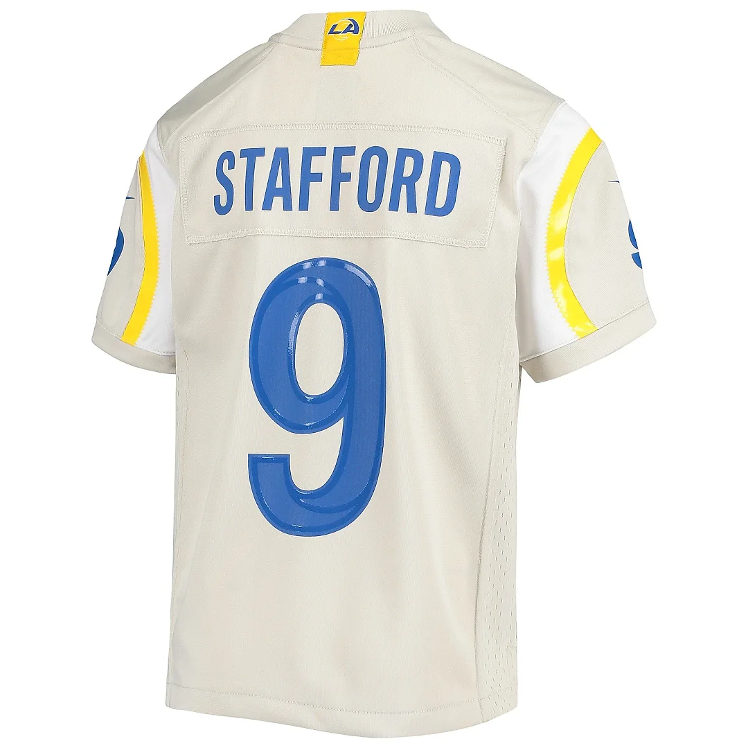 Zennovawear Youth Los Angeles Rams Matthew Stafford Cream Game Jersey