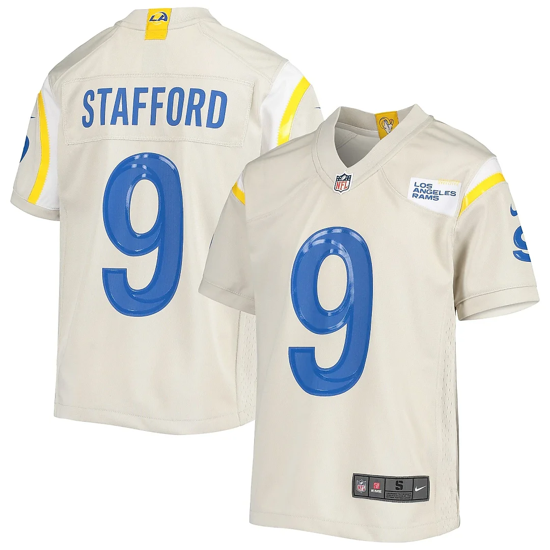Zennovawear Youth Los Angeles Rams Matthew Stafford Cream Game Jersey